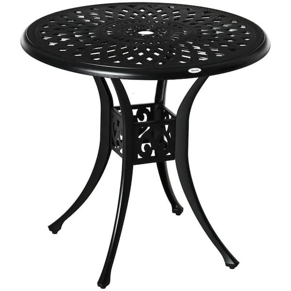 ITOPFOX Antique Cast Aluminum Outdoor 30 in. with Umbrella Hole Round Patio Dining Table