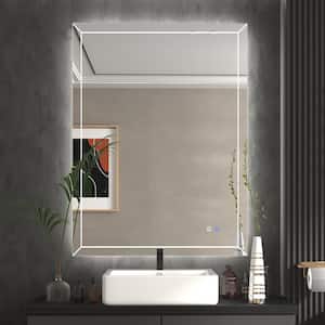 48 in. W x 36 in. H Large Rectangular Frameless Anti-Fog Wall Mounted LED Lighted Bathroom Vanity Mirror in Silver
