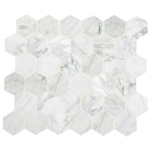 Premier Elegance Carrara White 12-1/2 in. x 13 in. Marble Hexagon Mosaic Tile (9.8 sq. ft./Case)