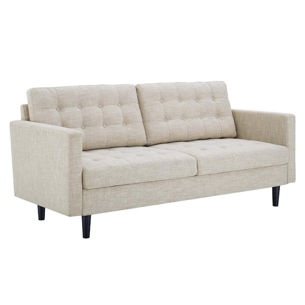 MODWAY Exalt 75 in. Wide Tufted Squared Arm Fabric Modern Straight Sofa in Orange
