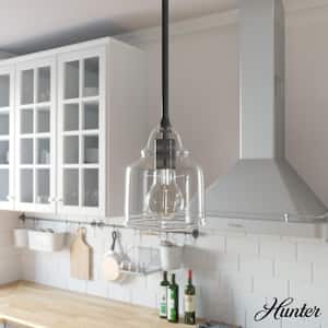 Dunshire 1-Light Noble Bronze Island Mini-Pendant Light with Clear Bell Glass Shade
