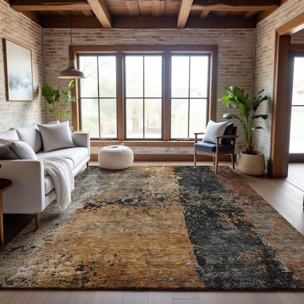 Mayfield Premium Machine Washable Abstract AMF1205 Copper 3 ft. x 4 ft. Area Rug