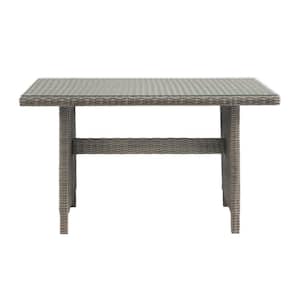 Asti 30 in. H Rectangular All-Weather Wicker Outdoor Dining Table with Glass Top