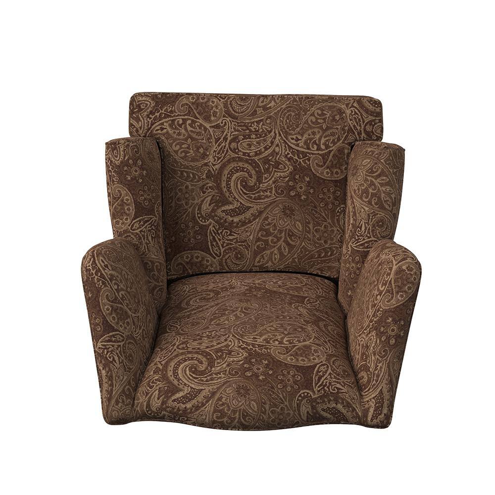 Traditional Coco Brown Chenille Wingback Handcrafted Accent Chair