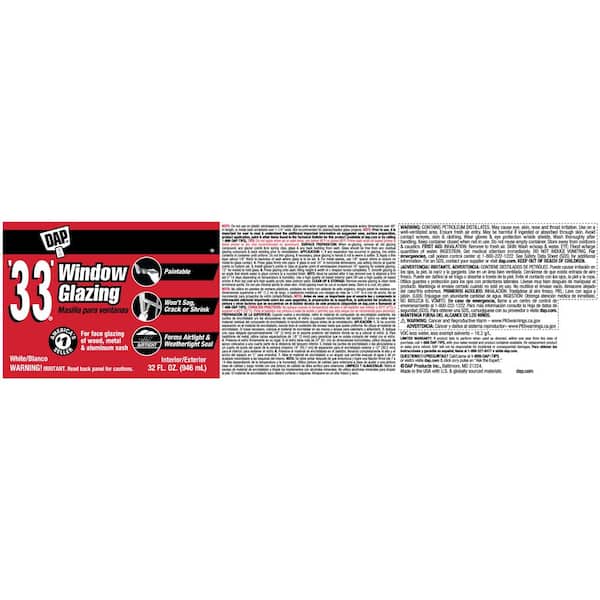 DAP - '33' Window Glazing 32 oz. White Latex Interior/Exterior Window Glazing Compound