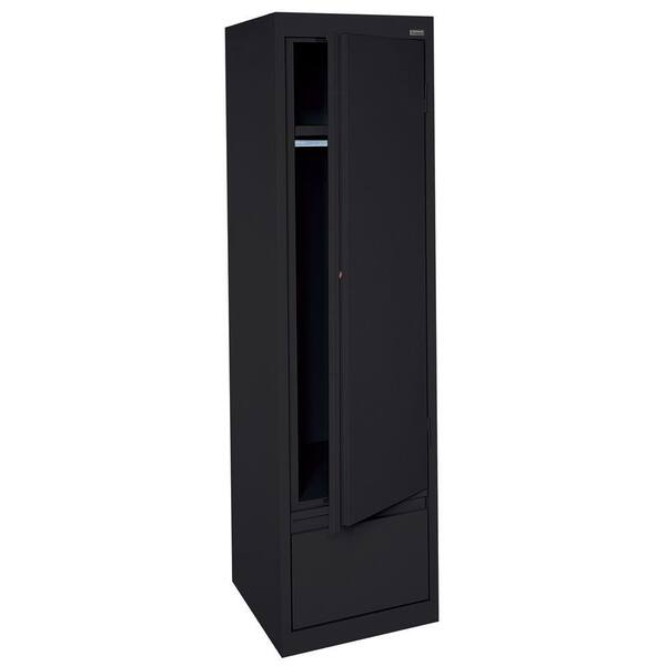Sandusky System Series 64 in. H x 17 in. W x18 in. D Single Door Wardrobe Cabinet with File Drawer in Black