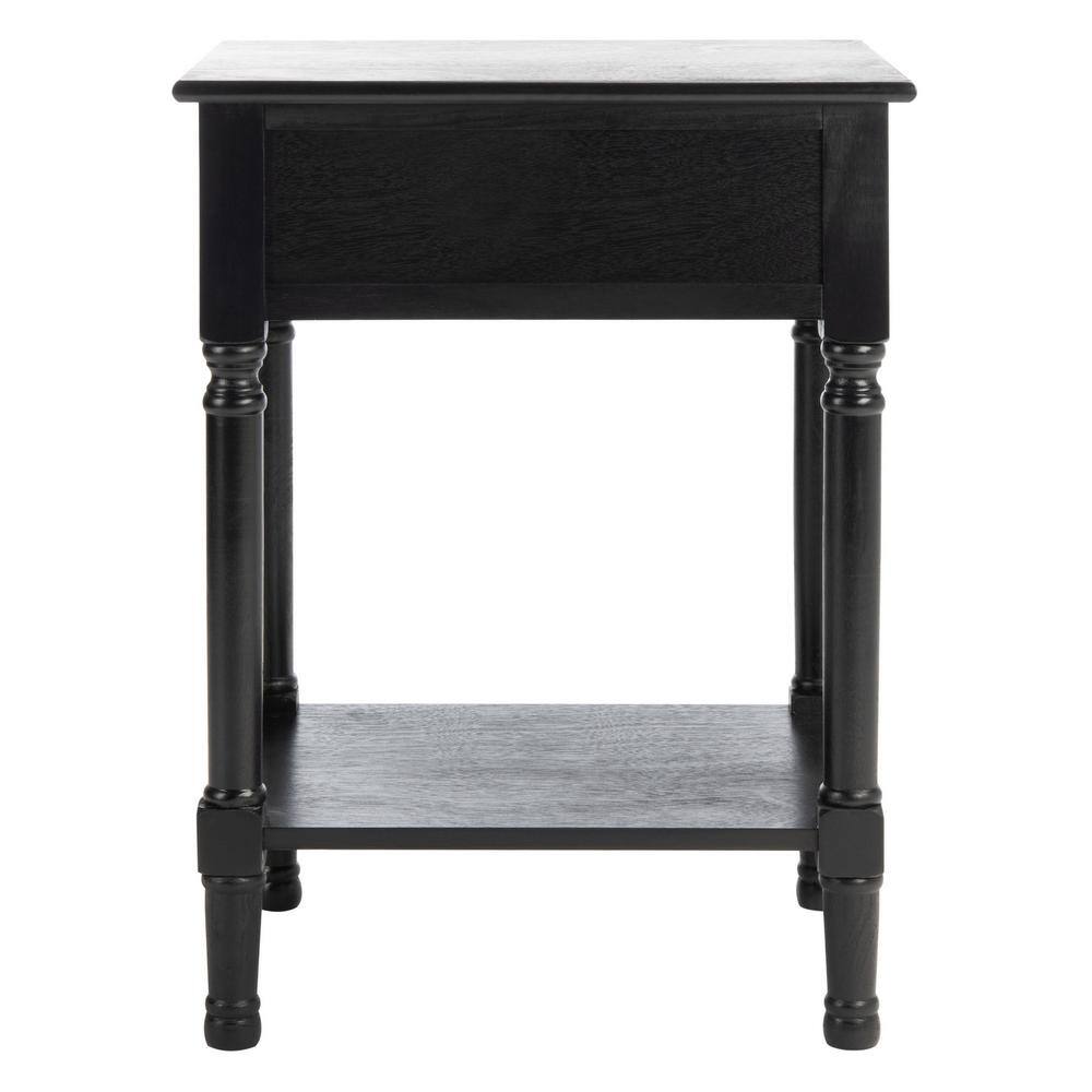 Black Wood Rectangular Accent Table with Storage Drawer