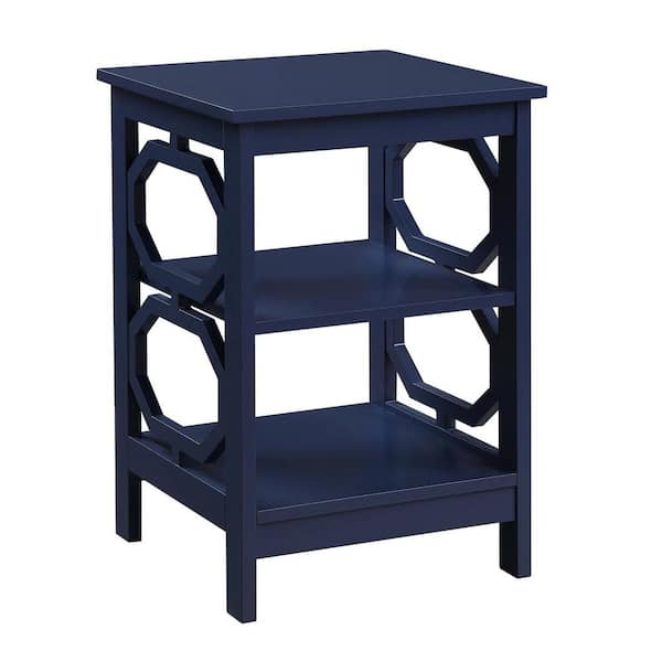 Convenience Concepts Omega 15.75 in. W x 23.75 in. H Cobalt Blue Square Wood End Table with Shelves