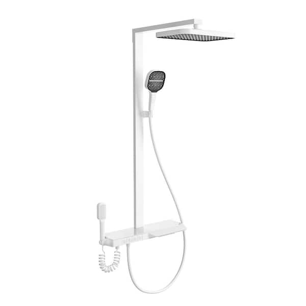 Single Handle 4-Spray Shower Faucet 2.34 GPM Thermostatic Shower System with Anti Scald and 13 in. Shower Head in White