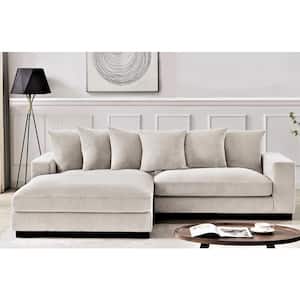 "Payan 102.4 in W Square Arm 2-piece L-Shaped Polyester Corduroy Left Facing Sectional Sofa in. Ivory"
