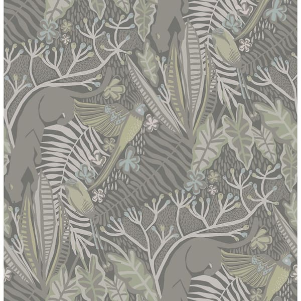 NuWallpaper Grey Mint Poise Peel and Stick Wallpaper Sample