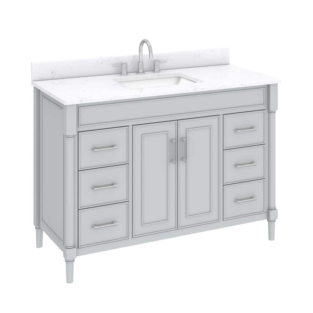 Light Gray 49'' Single Bathroom Vanity with Engineered Stone Top