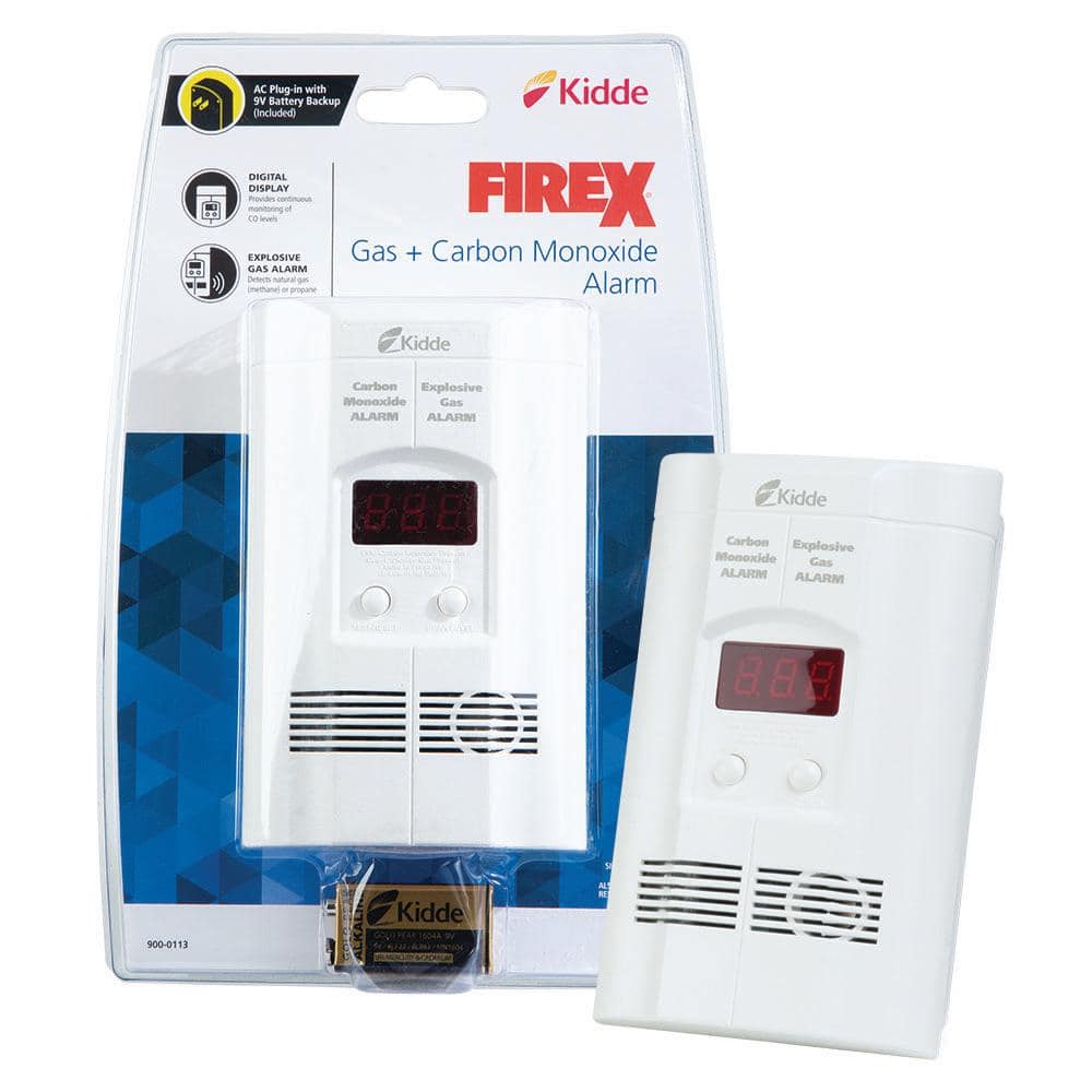 Kidde Firex Plug-in Carbon Monoxide, Propane, Natural and Explosive Gas  Detector, 9-Volt Battery Backup & Digital Display 21029623 - The Home Depot