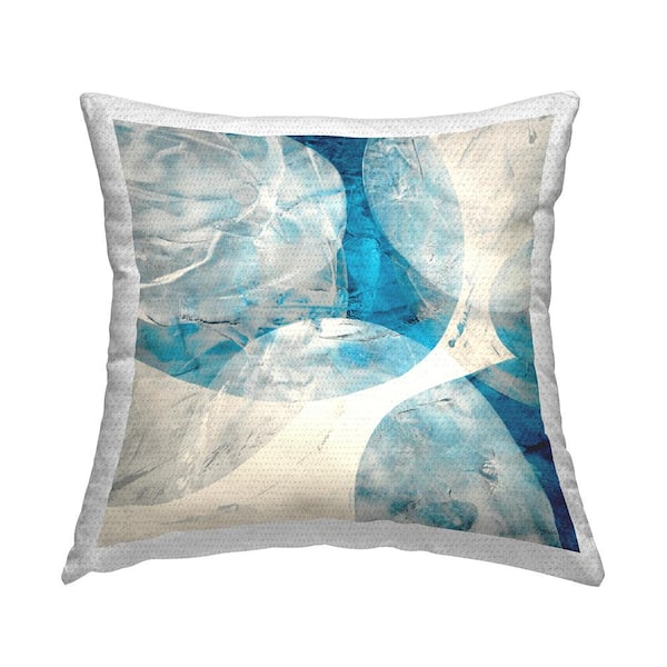 Stupell Industries Overlapping Blue Abstract Shapes Blue Square Outdoor Throw Pillow
