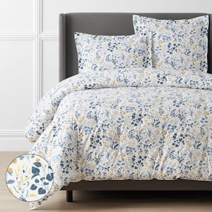 The Company Store Company Cotton Poonam Blue/White Floral Full Cotton  Percale Duvet Cover 51254D-F-BLUE/WHITE - The Home Depot