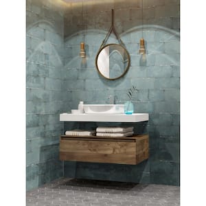 Jovani Cyan 6 in. x 12 in. Glossy Porcelain Stone Look Floor and Wall Tile (11 sq. ft./Case)