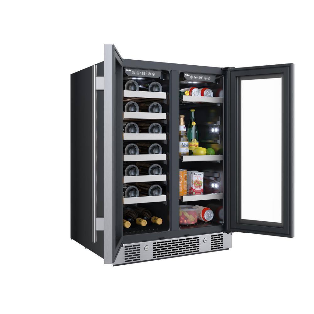 Stainless Steel Dual Zone 21-Bottle 64-Can Beverage Center