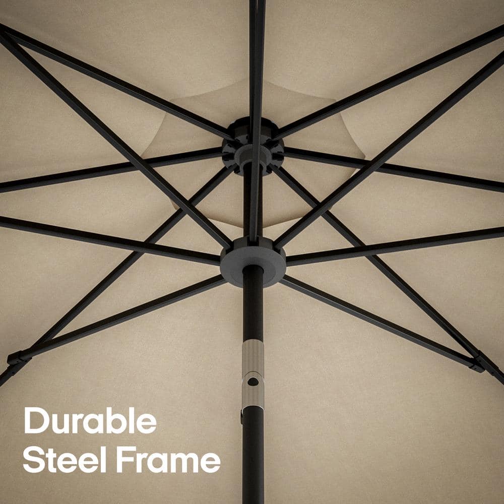 Tan 9' Outdoor Patio Umbrella with Rib Replacement Technology
