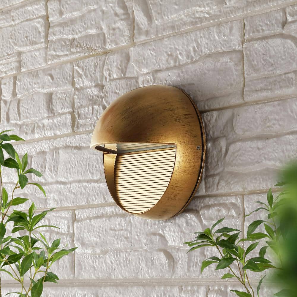 Antique Gold 6.25" Iron Outdoor LED Wall Sconce