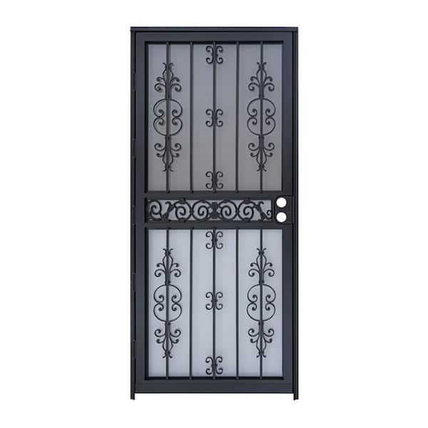 Grisham 407 Series 36 in. x 80 in. Universal/Reversible Black Steel Liberty Security Door