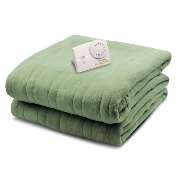 Biddeford Blankets 1000 Series Comfort Knit Heated 62 in. x 84 in. Sage Twin Blanket