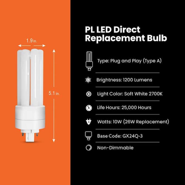 Feit Electric 26-Watt Equivalent PL TriTube CFLNI 4-Pin Plug-In