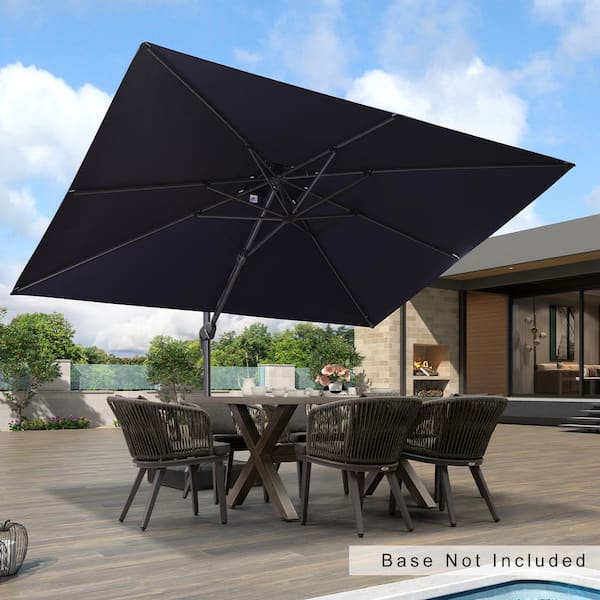 PURPLE LEAF 9 ft. x 12 ft. Double Top Outdoor Aluminum 360° Rotation Cantilever Patio Umbrella in Navy Blue