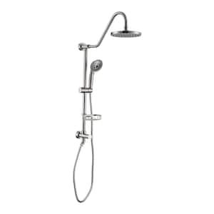 Inge 5-Spray Patterns 8 in. Round Tub Wall Mount Dual Shower Heads in Brushed Nickel