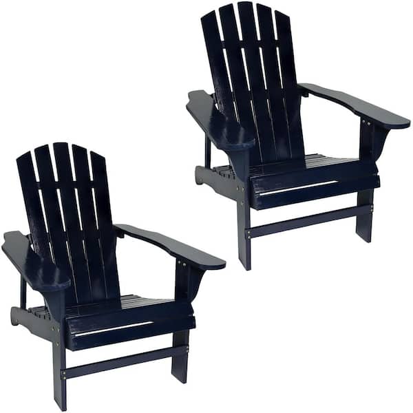 Sunnydaze Coastal Bliss Blue Wooden Adirondack Chair (Set of 2)