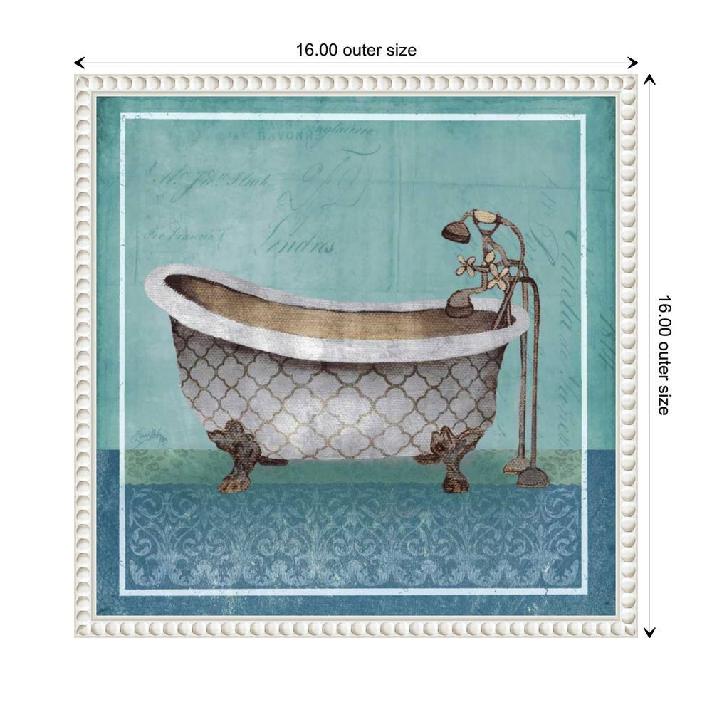 Regal Blue Bathtub Canvas Art with Beaded Frame