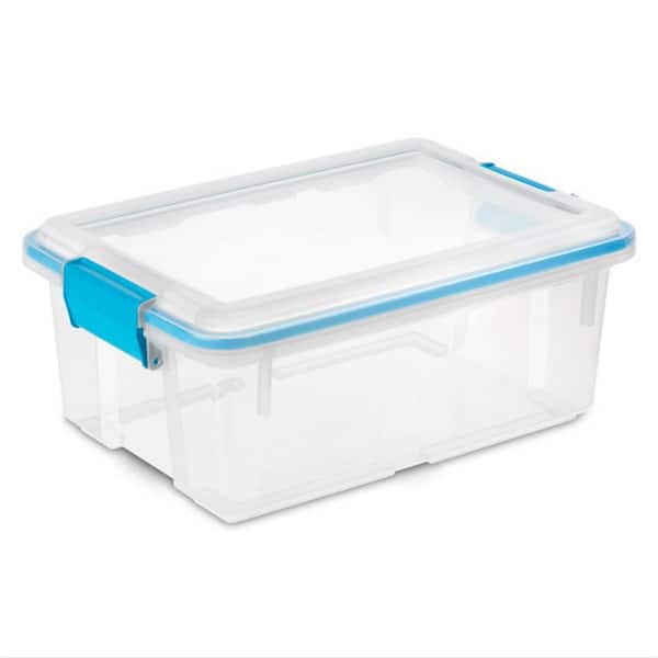 12 qt. Plastic Storage Tote in Clear with Blue-Latched Clear Lids (18-Pack)