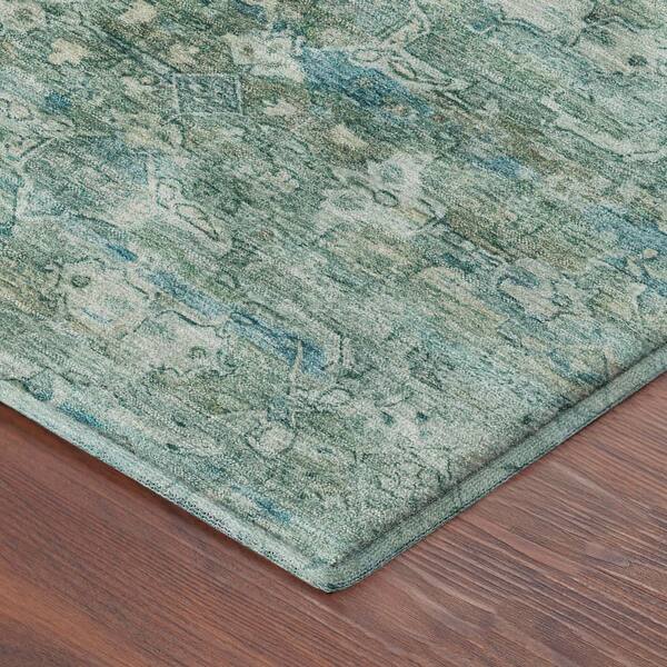 Mayfield Premium Machine Washable Abstract AMF2324 Teal 10 ft. x 14 ft. Area Rug