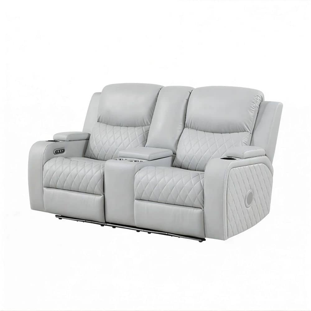 アクメファニチャー　Duneラグ Acme Furniture Dune Light Gray Faux Leather Recliner with LED