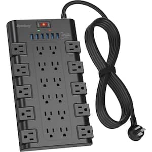 8 ft. Cord 22 Outlet Power Strip with 6 USB and USB-C: 15A Surge Protector