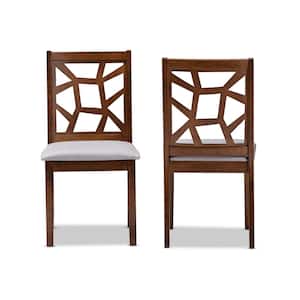 Abilene Gray and Walnut Brown Fabric Dining Chair (Set of 2)