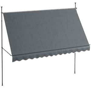 11.5 ft. Manual Retractable Awning, Non-Screw Freestanding Patio Sun Shade Shelter (138 in. Projection) in Dark Gray