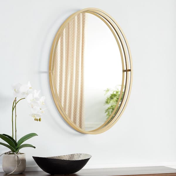 StyleWell Medium Oval Gold Metal Classic Accent Mirror with Deep-Set Frame (30 in. H x 20 in. W)