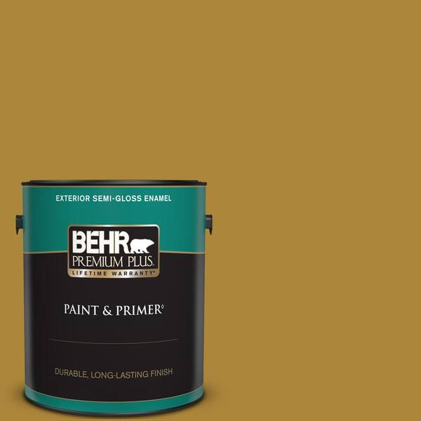BEHR PREMIUM PLUS 1 gal. #S-H-370 Garden Sprout Semi-Gloss Enamel Exterior Paint & Primer