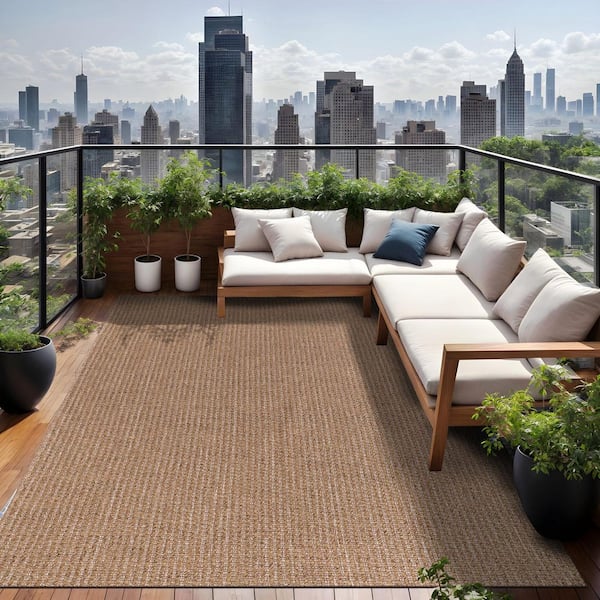 Beverly Rug Natural 4 ft. x 6 ft. Wooly Easy Jute Washable Indoor Outdoor Area Rug HD-WOO90144-4X6