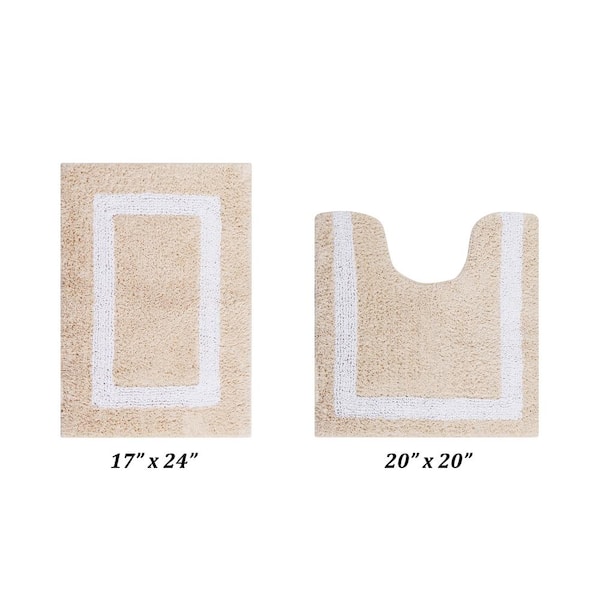 Better Trends Hotel Collection Sand/White 17 in. x 24 in. and 20 in. x 20 in. 100% Cotton 2 Piece Bath Rug Set