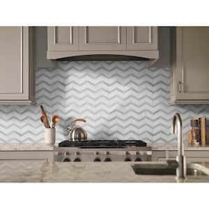 Cretian Chevron 12 in. x 13.5 in. Polished Marble Look Floor and Wall Tile (10 sq. ft./Case)