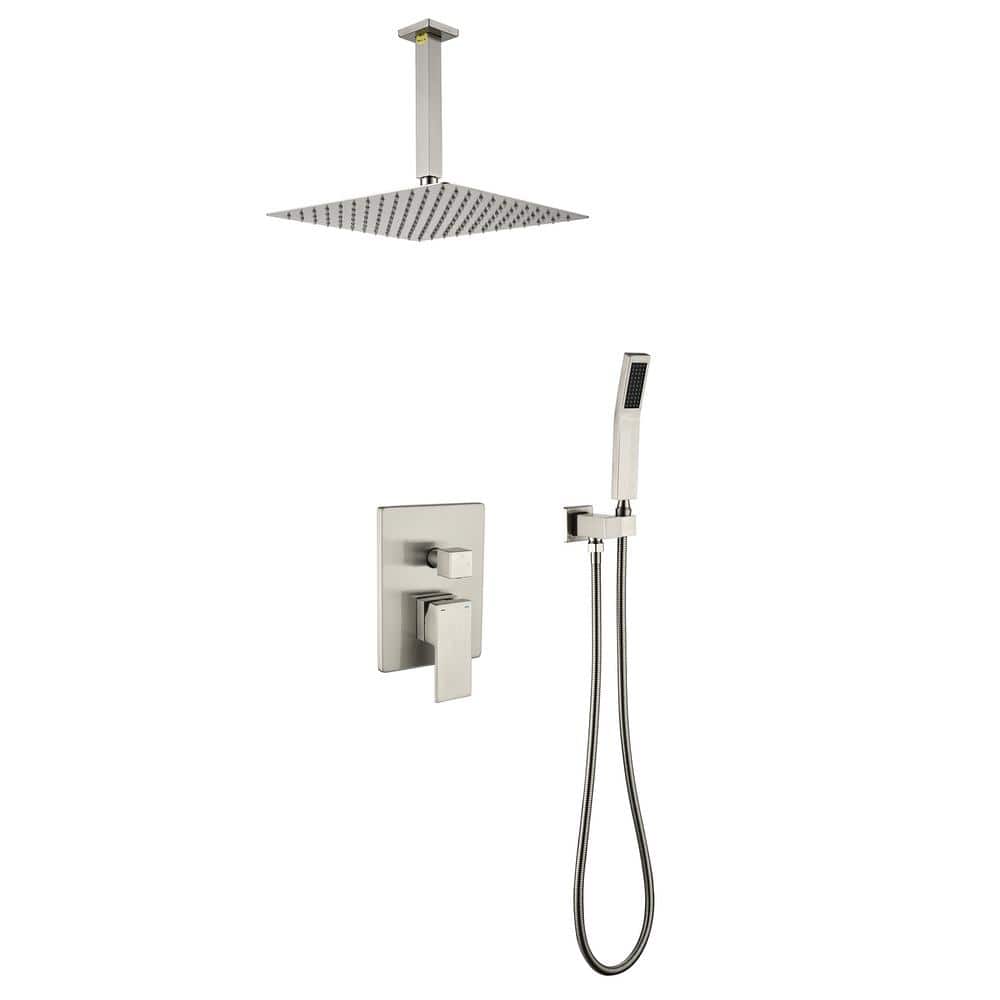 2-Spray Patterns 2.5 GPM 12 in. Ceiling Mount Dual Shower Heads in Brushed Nickel (Valve Included) price history on PriceWatchPro