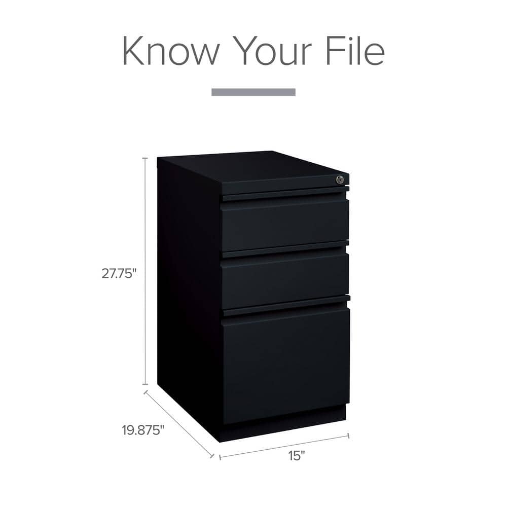 Black 3-Drawer Lockable Mobile Steel File Cabinet