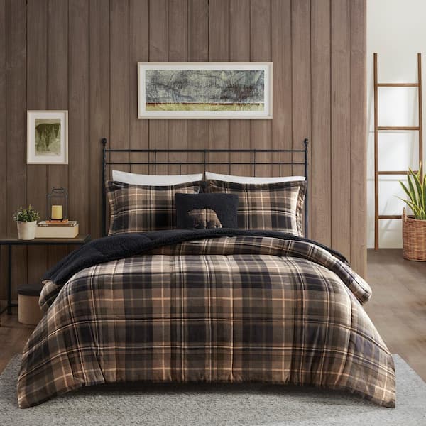 Woolrich Alton Brown/Black King Berber Comforter Set