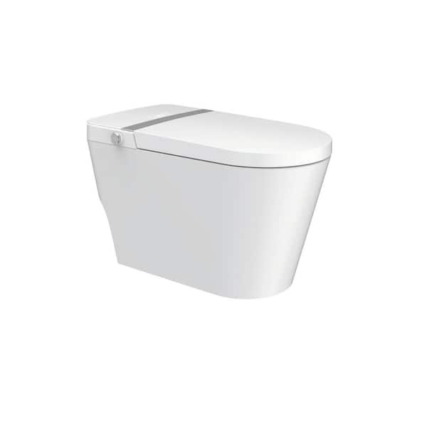 12 in. 1-piece 1.06 GPF Single Flush Round Toilet in White Heated Seat with Auto Flaush, Night Light, Heated Seat