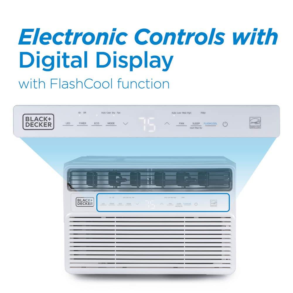 BLACK+DECKER 8,000 BTU White Inverter Window Air Conditioner with Remote