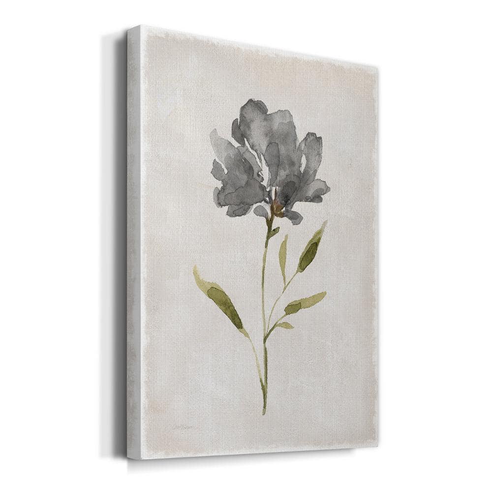 Gray and Green Floral Abstract Canvas Art - 14" x 14"