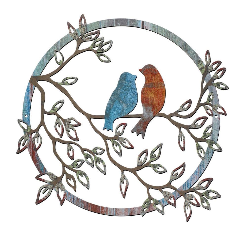 1-Piece Silhouette Bird Art Decor 11.8 in. x 11.8 in. Metal Work, Retro Col