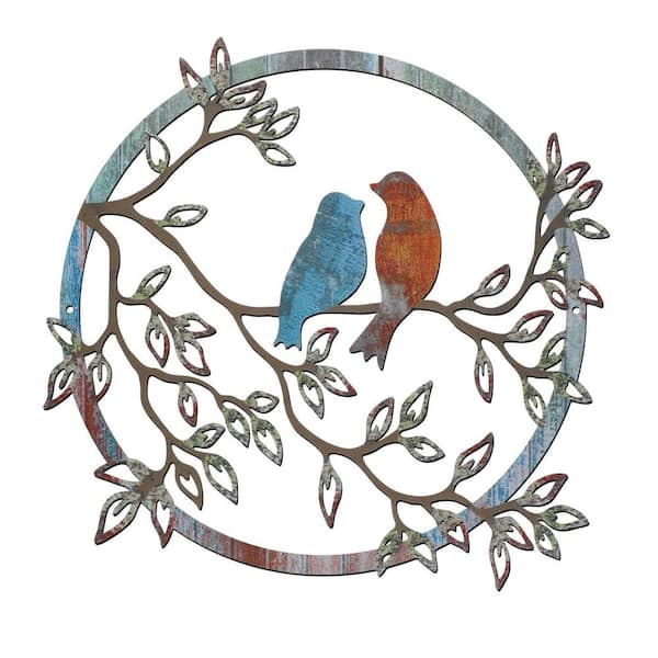 Unbranded 1-Piece Silhouette Bird Art Decor 11.8 in. x 11.8 in. Metal Work, Retro Color