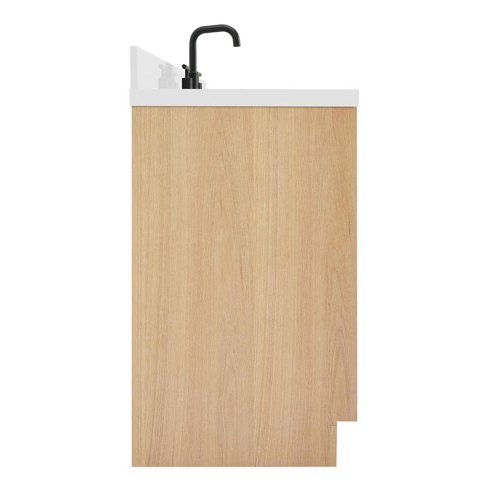 Kelly 67" Light Oak Single Vanity with White Quartz Top